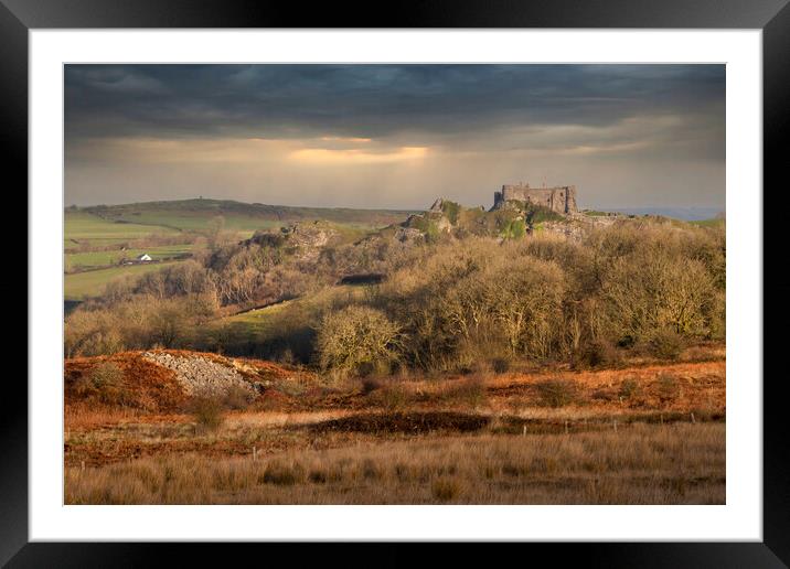 The castle at Carreg Cennen Framed Mounted Print by Leighton Collins