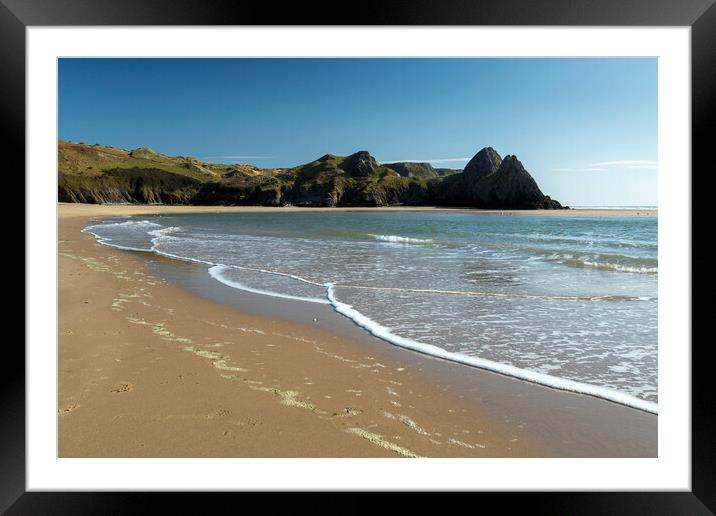 Dramatic Three Cliffs Bay Framed Mounted Print by Leighton Collins