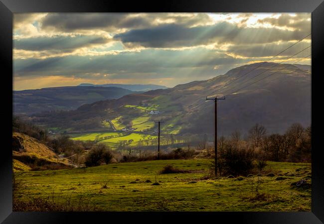 Sunlight on the upper Swansea Valley Framed Print by Leighton Collins