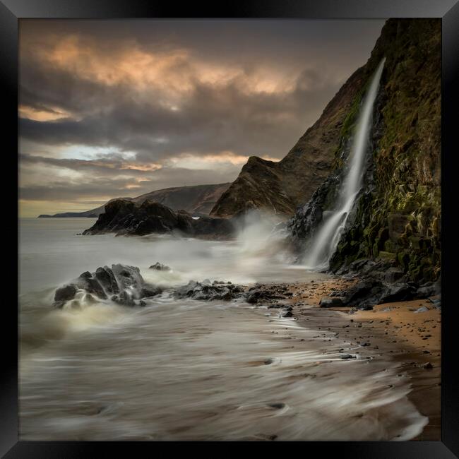 A seaside waterfall Framed Print by Leighton Collins