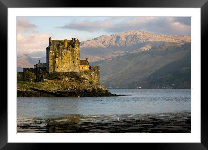 Eilean Donan Castle and mountains Framed Mounted Print by Leighton Collins