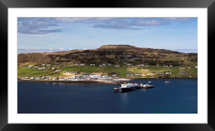 Uig Bay village and ferry Framed Mounted Print by Leighton Collins