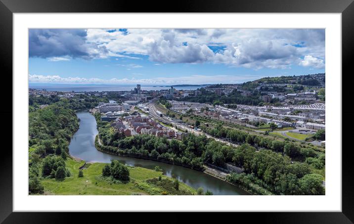 Swansea City drone view Framed Mounted Print by Leighton Collins