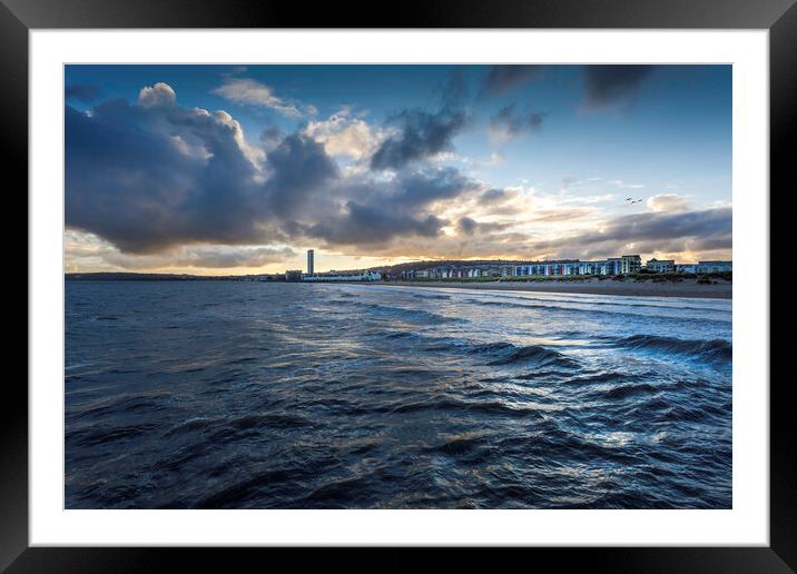 Swansea Bay at full tide Framed Mounted Print by Leighton Collins