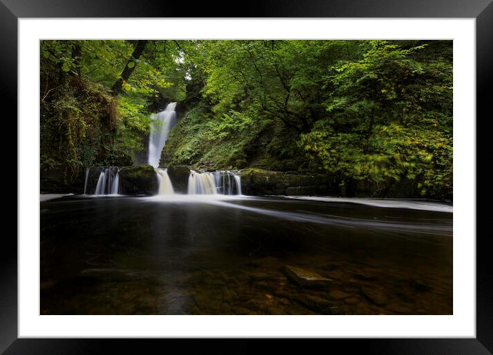 Sgwd Einion Gam Waterfall Framed Mounted Print by Leighton Collins
