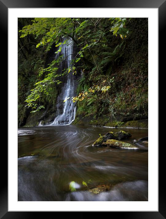 Waterfall country in Wales Framed Mounted Print by Leighton Collins