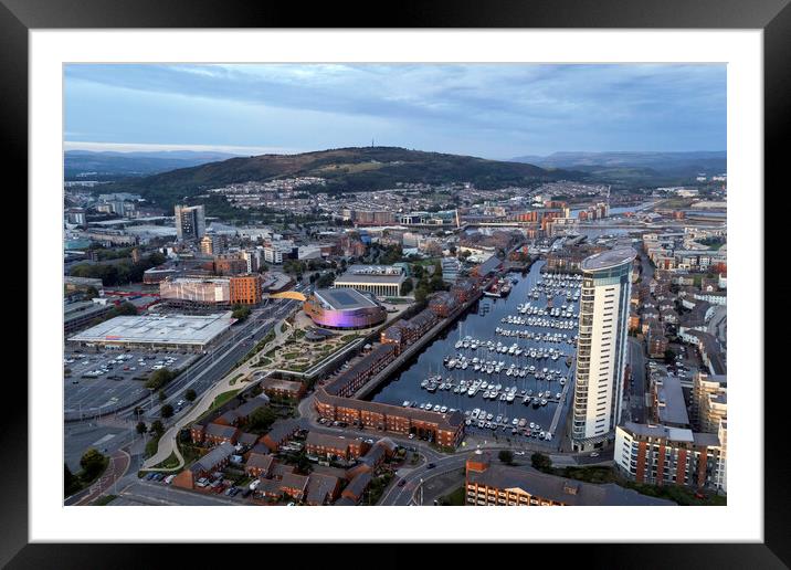Swansea City by drone Framed Mounted Print by Leighton Collins