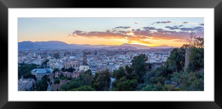 Malaga sunset panorama Framed Mounted Print by Leighton Collins