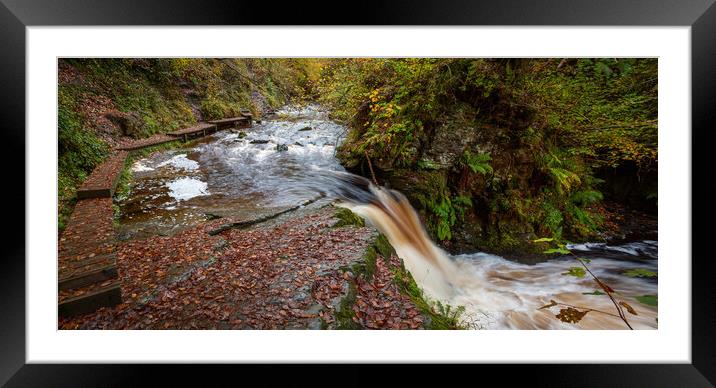 Boardwalk along the Nant Llech river Framed Mounted Print by Leighton Collins