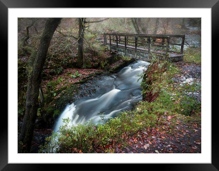Bridge over the Sychryd Cascades Framed Mounted Print by Leighton Collins
