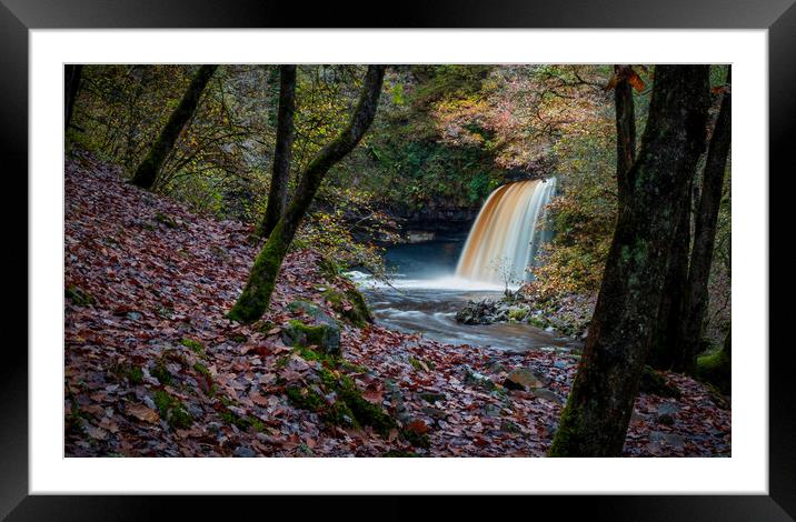 Sgwd Gwladus in Autumn Framed Mounted Print by Leighton Collins