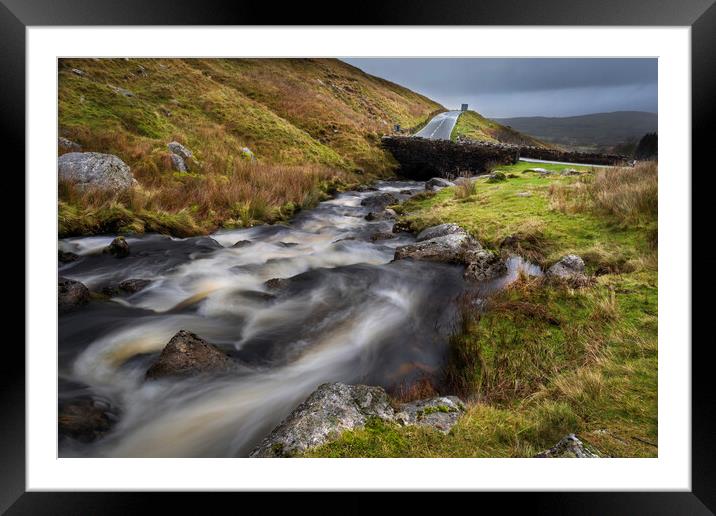The Afon Clydach and A4069 Framed Mounted Print by Leighton Collins