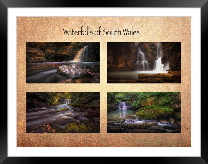 Waterfalls of South Wales Framed Mounted Print by Leighton Collins