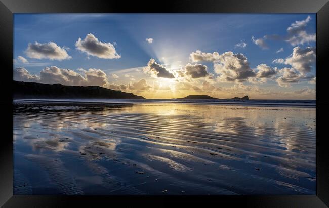 Wet sand at sunset Framed Print by Leighton Collins