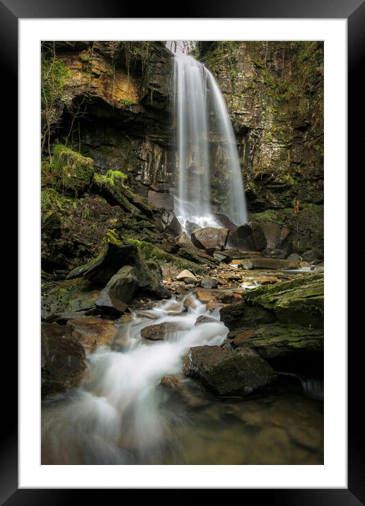 Melincourt waterfall Framed Mounted Print by Leighton Collins