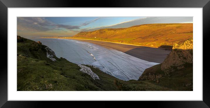 Rhossili Bay on the Gower peninsula Framed Mounted Print by Leighton Collins