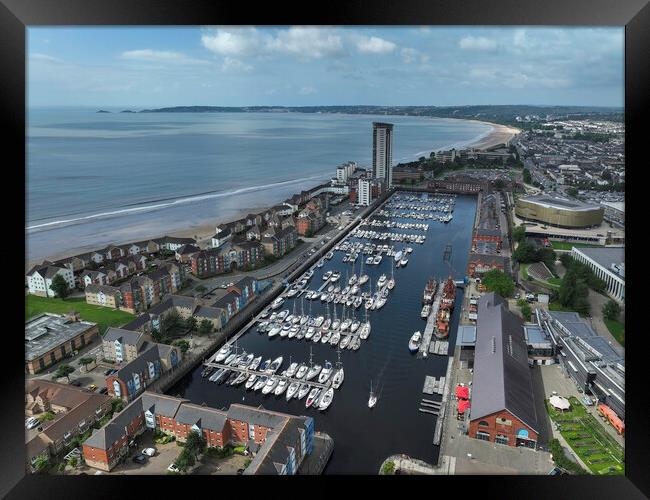 Swansea Marina and Swansea Bay Framed Print by Leighton Collins