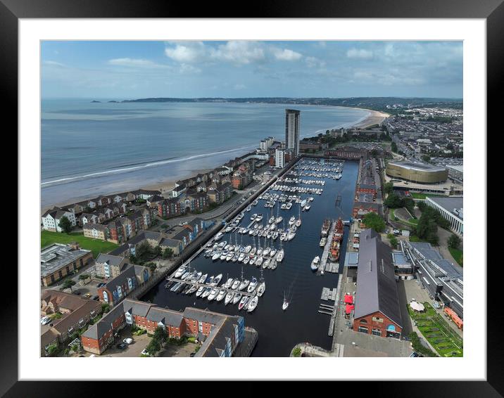 Swansea Marina and Swansea Bay Framed Mounted Print by Leighton Collins