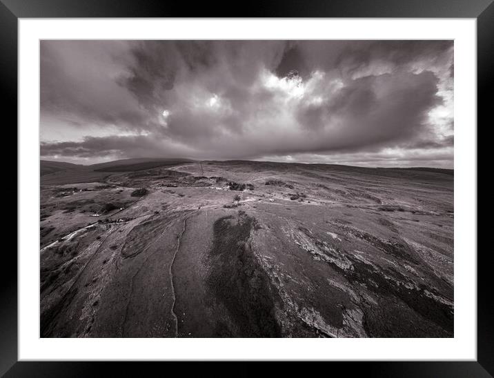 Windswept Penwyllt in monochrome Framed Mounted Print by Leighton Collins