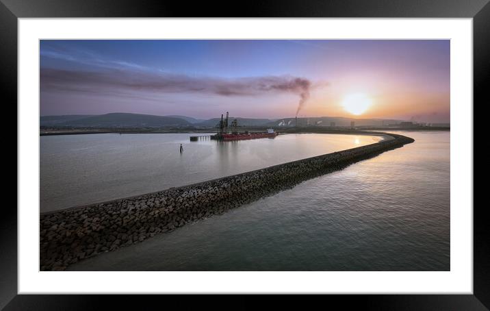 Ship loading at Port Talbot Framed Mounted Print by Leighton Collins