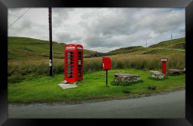 Nantymaen phone box in Mid Wales Framed Print by Leighton Collins