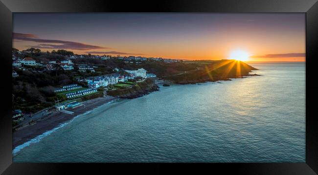 Sunrise over Langland Bay Framed Print by Leighton Collins