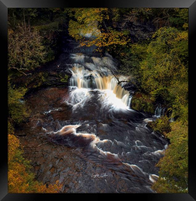 The Lower Ddwli Waterfall from a bove Framed Print by Leighton Collins