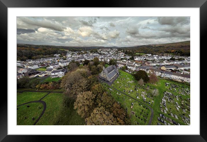 St Cynog's church in Ystradgynlais Framed Mounted Print by Leighton Collins