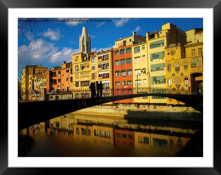 Girona bridge Spain Framed Mounted Print by Leighton Collins