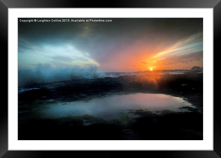 Sea storm sunset Framed Mounted Print by Leighton Collins