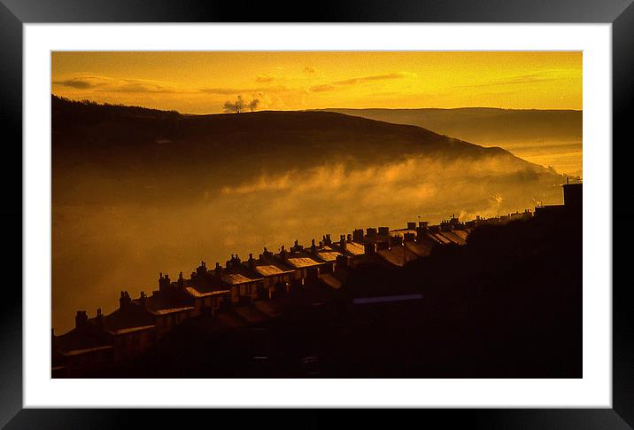 Early misty Swansea valley Framed Mounted Print by Leighton Collins