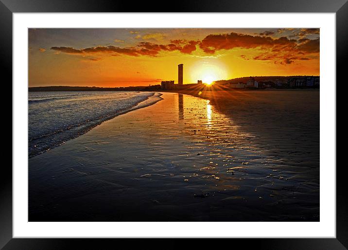 Swansea Bay Meridian Tower Framed Mounted Print by Leighton Collins