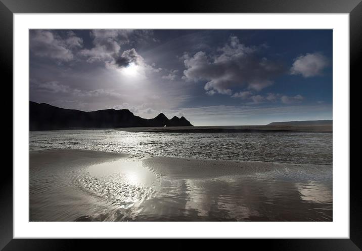  Stunning Three Cliffs Bay, Gower Peninsula. Framed Mounted Print by Leighton Collins