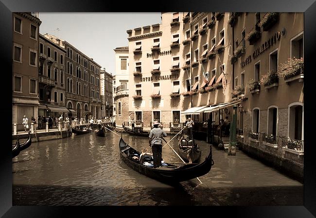 Venice canal gondolas Framed Print by Leighton Collins