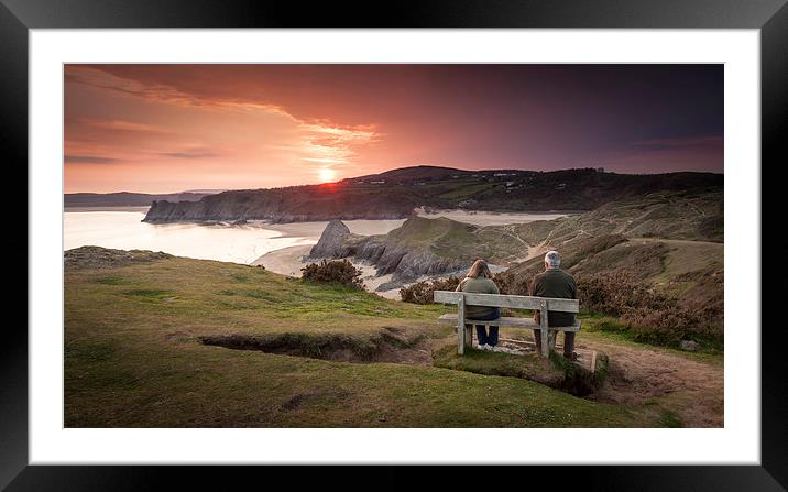  Sunset over Three Cliffs bay Framed Mounted Print by Leighton Collins