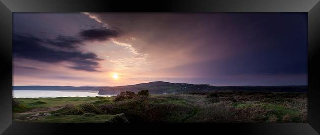  Sunset over the south Gower coast Framed Print by Leighton Collins