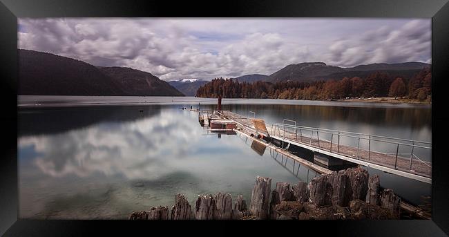  Comox Lake jetty Vancouver island Framed Print by Leighton Collins