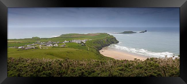  Rhossili village and bay, Gower Framed Print by Leighton Collins