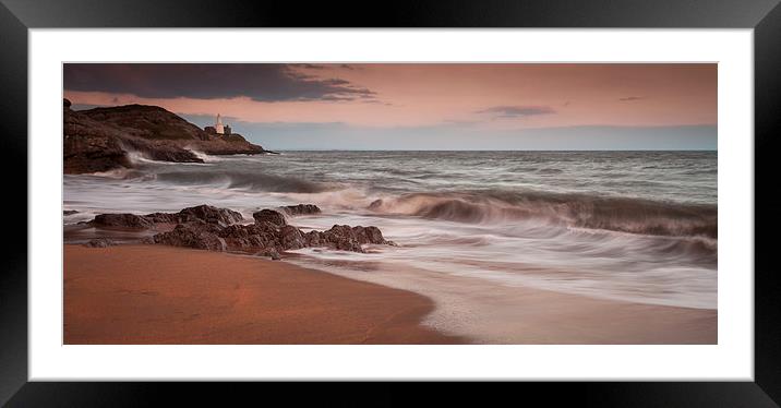  Bracelet Bay and Mumbles lighthouse Framed Mounted Print by Leighton Collins