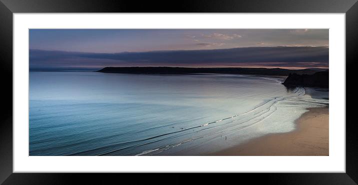  Three cliffs bay sunset Framed Mounted Print by Leighton Collins