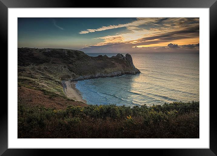  The Great Tor in south Gower Framed Mounted Print by Leighton Collins