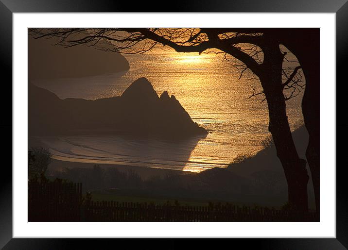  Three Cliffs Bay Gower Framed Mounted Print by Leighton Collins