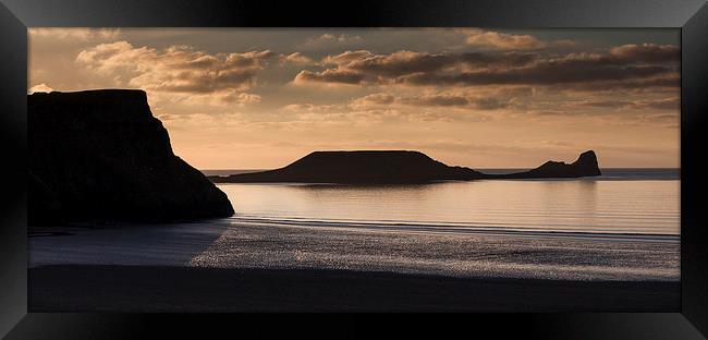  Rhossili bay and Worm's head on the Gower peninsu Framed Print by Leighton Collins