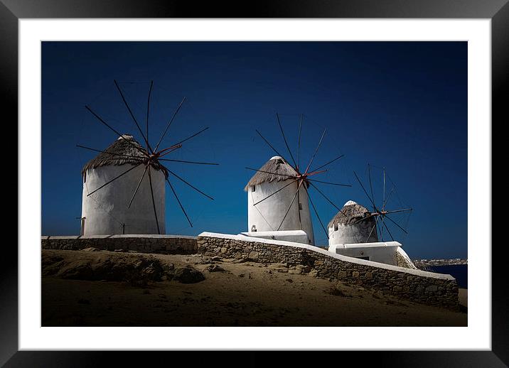  Mykonos windmills Framed Mounted Print by Leighton Collins