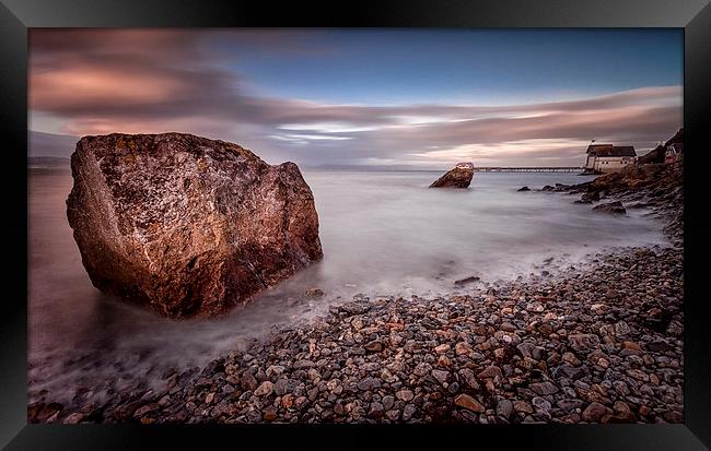 Evening at Knab rock in Mumbles  Framed Print by Leighton Collins