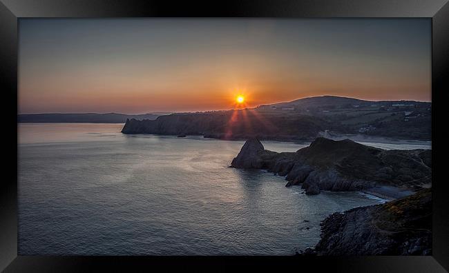  Three Cliffs Bay Gower Framed Print by Leighton Collins