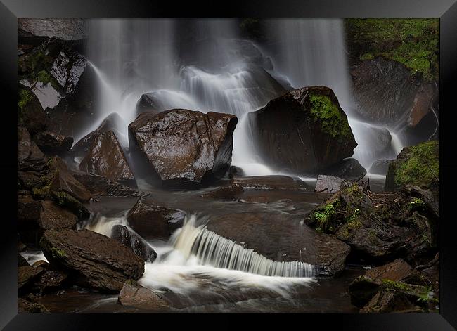  Wet stones and waterfall Framed Print by Leighton Collins