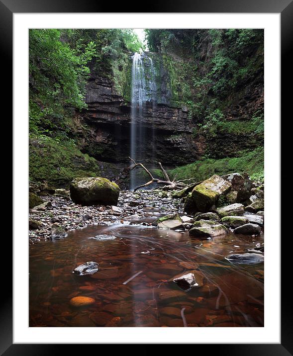   Henrhyd Falls Batcave Framed Mounted Print by Leighton Collins
