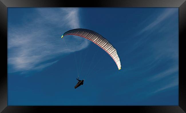  paraglider over Gower Framed Print by Leighton Collins