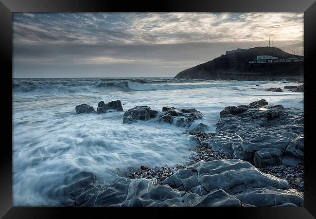  Blue hour at Bracelet Bay Framed Print by Leighton Collins